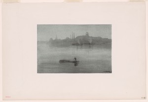 Nocturne by James McNeill Whistler, created 1878, published 1887, in Lithotint, on a prepared half-tint ground, in black with scraping, on blue laid paper, laid — Art Picture