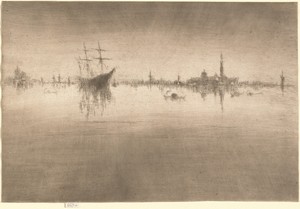 Nocturne by James McNeill Whistler, created 1879/1880, in etching and drypoint on laid paper. Download this artwork as a high-resolution wallpaper for desktop, — Art Picture