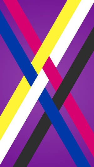 Abstract design with colorful diagonal stripes on purple background