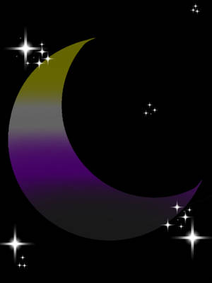 A colorful crescent moon with stars in a dark night sky. — Lgbt Flag Picture