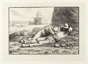Noon by Jacques Adrien Lavieille, created 1860, in Wood engraving on light gray China paper on ivory wove paper. Download this artwork as a high-resolution wall — Jacques Adrien Lavieille Wallpaper