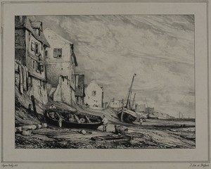 Normandy by Eugène Isabey, created 1831, in Lithograph in black on ivory China paper laid down on rosy-cream wove paper. Download this artwork as a high-resolut — Eugène Isabey Wallpaper