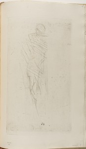 Nude Posing by James McNeill Whistler, created 1874/75, in Drypoint with foul biting, with scraped and drypoint cancellation, in black ink on ivory laid paper. — Art Picture