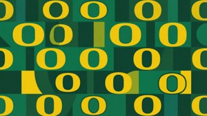 Et rent geometrisk mønster med UO 'O'-logoet for et minimalistisk udseende