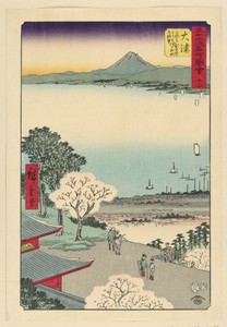 Ocean View by Ando Hiroshige, created 1797-1858, in Woodblock print in colored ink on paper. Download this artwork as a high-resolution wallpaper for desktop, t — Ando Hiroshige Wallpaper