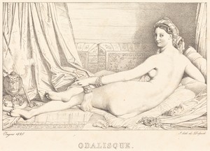 Odalisque by Jean-Auguste-Dominique Ingres, created 1825, published 1826, in lithograph on wove paper. Download this artwork as a high-resolution wallpaper for — Jean-Auguste-Dominique Ingres Wallpaper