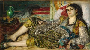 Odalisque by Pierre-Auguste Renoir, created 1870, in oil on canvas. Download this artwork as a high-resolution wallpaper for desktop, tablet, or mobile.