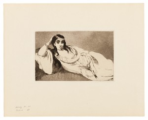 Odalisque by Edouard Manet, created c. 1868, in Etching and aquatint in warm black on buff wove paper. Download this artwork as a high-resolution wallpaper for — Illustration Wallpaper