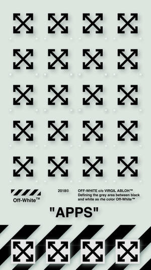 Grade de logotipo Off-White com listras diagonais e texto da marca