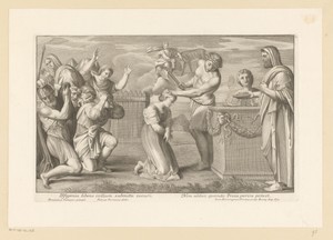 Offer van Iphigenia by Giovanni Girolamo Frezza, created 1713, in paper; engraving. Download this artwork as a high-resolution wallpaper for desktop, tablet, or — Giovanni Girolamo Frezza Wallpaper