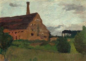 Old Factory by Paula Modersohn-Becker, created 1900, in oil on paperboard. Download this artwork as a high-resolution wallpaper for desktop, tablet, or mobile.