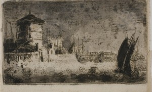 Old Tower, Leith by John Clerk of Eldin, created n.d., in Etching on paper. Download this artwork as a high-resolution wallpaper for desktop, tablet, or mobile. — John Clerk of Eldin Wallpaper