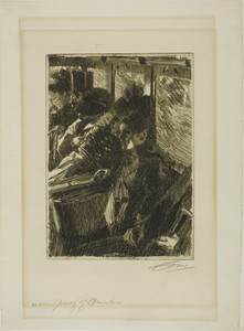 Omnibus by Anders Zorn, created 1892, in Etching on ivory laid paper. Download this artwork as a high-resolution wallpaper for desktop, tablet, or mobile. — Painting Picture