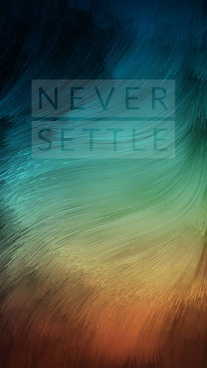 Dynamic abstract gradient with text overlay reading never settle