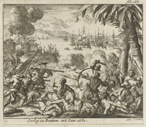Oorlog te Bantam, 1682 by Jan Luyken, created 1689, in paper; etching. Download this artwork as a high-resolution wallpaper for desktop, tablet, or mobile. — Jan Luyken Wallpaper