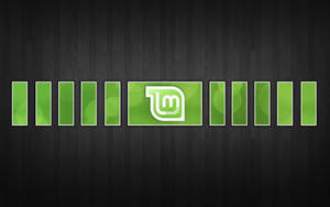 Ubuntu-logotyp med gröna staplar på mörk träbakgrund — Linux Mint Bilder