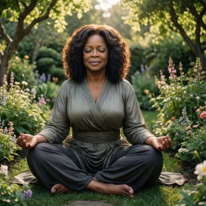 Oprah Winfrey meditoi rauhallisessa puutarhassa