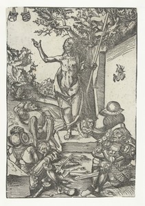 Opstanding by Lucas Cranach (I), created 1509, in paper; houtsnede. Download this artwork as a high-resolution wallpaper for desktop, tablet, or mobile. — Lucas Cranach (I) Wallpaper
