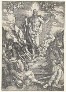 Opstanding by Albrecht Dürer, created 1510, in paper; letterpress printing; houtsnede. Download this artwork as a high-resolution wallpaper for desktop, tablet, — Albrecht Dürer Wallpaper