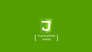 JavaScript-Logo mit motivierendem Text auf grünem Hintergrund — Javascript Wallpaper