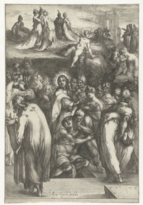 Opwekking van Lazarus by Jacques Bellange, created 1602 - 1616, in paper; etching; engraving. Download this artwork as a high-resolution wallpaper for desktop, — Art Picture