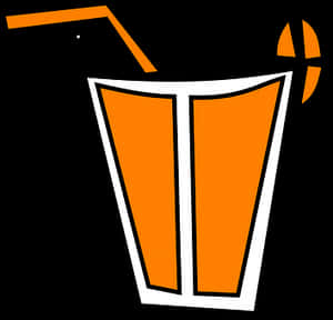 Orange drink in a white outlined glass with straw and slice garnish. — Tropical Drink PNG