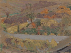 Orchard by Edouard Vuillard, created 1897, in oil on board. Download this artwork as a high-resolution wallpaper for desktop, tablet, or mobile. — Edouard Vuillard Wallpaper