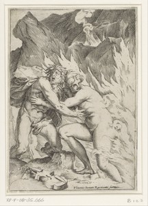 Orpheus en Eurydice by Agostino Carracci, created c. 1590 - c. 1595, in paper; engraving. Download this artwork as a high-resolution wallpaper for desktop, tabl