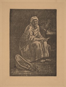 Oude-Kate by Félicien Rops, in etching. Download this artwork as a high-resolution wallpaper for desktop, tablet, or mobile. — Félicien Rops Wallpaper