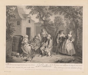 Ouderdom by Nicolas de Larmessin (III), created 1735, in paper; etching; engraving. Download this artwork as a high-resolution wallpaper for desktop, tablet, or — Nicolas de Larmessin (III) Wallpaper