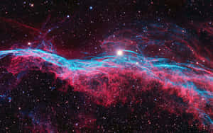Lebendiger roter und blauer kosmischer Nebel mit hellen Sternen im Weltraum. — Space Stars Hintergrundbild