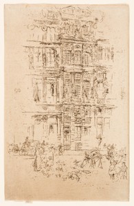 Palaces, Brussels by James McNeill Whistler, created 1887, in Etching and drypoint with foul biting in black ink on cream laid paper. Download this artwork as a — Illustration Background