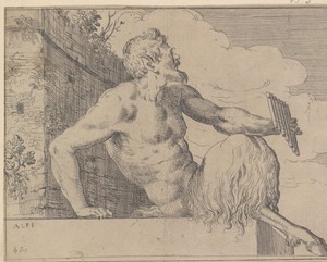 Pan by Odoardo Fialetti, created 1583 - 1638, in paper; etching. Download this artwork as a high-resolution wallpaper for desktop, tablet, or mobile.