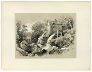 Pandy Mill, from Picturesque Selections by James Duffield Harding, created c. 1859–60, in Lithograph on paper. Download this artwork as a high-resolution wallpa — Illustration Wallpaper