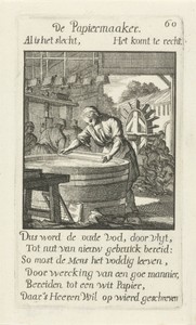 Papiermaker by Caspar Luyken, created 1694, in paper; etching. Download this artwork as a high-resolution wallpaper for desktop, tablet, or mobile. — Art Wallpaper