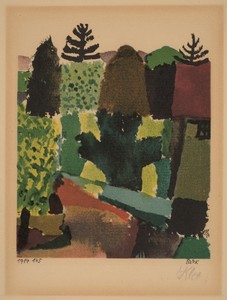 Park by Paul Klee, created 1920, in color lithographic facsimile on laid paper. Download this artwork as a high-resolution wallpaper for desktop, tablet, or mob