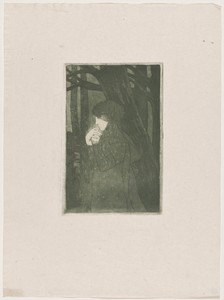 Passante by Auguste Donnay, created 1895, in etching and aquatint in green on china paper. Download this artwork as a high-resolution wallpaper for desktop, tab
