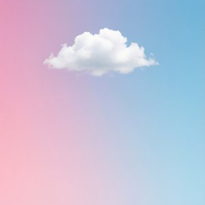 Pastell rosa og blå gradient med en enkelt hvit sky i en 1080x1080 kvadrat.