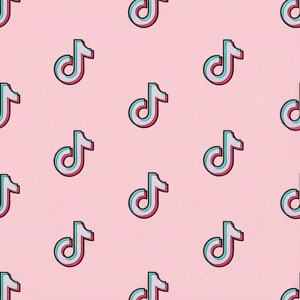 Logo TikTok pastel berulang di atas pink