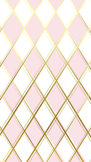 Pink and white diamond pattern with gold outlines for wallpaper. — Diamond Pattern Picture