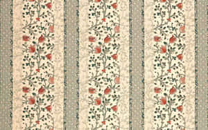 Cream and gray striped wallpaper with red tulips and green vines. — Yellow Aesthetic Flower Desktop Background