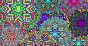 Patrón floral y geométrico de neón eléctrico con colores audaces y detalles intrincados. — Amor en el escritorio Fondos de pantalla