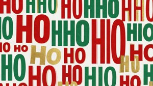Um padrão estilo scrapbook com 'HO HO HO' em várias fontes.