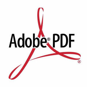 Logotipo Adobe PDF com design de fita vermelha sobre fundo branco — Programação Papéis de Parede