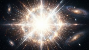 Supernova pada kecerahan puncak dengan gelombang kejut dan galaksi jauh.