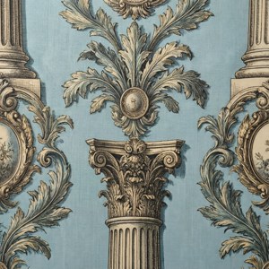 Detaljerad makrobild av Perciers klassiska tapetdesign