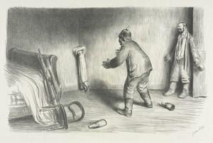 Perdue by Jean Veber, created 1914, in lithograph. Download this artwork as a high-resolution wallpaper for desktop, tablet, or mobile. — Art Picture