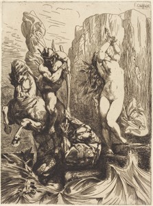 Perseus and Andromeda by François-Nicolas Chifflart, created 1865, in etching with drypoint on laid paper. Download this artwork as a high-resolution wallpaper — Art Picture