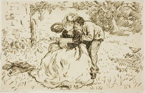 Perspective by Charles Samuel Keene, created 1870/91, in Pen and brown ink on buff wove paper, laid down on ivory wove card. Download this artwork as a high-res — Illustration Background