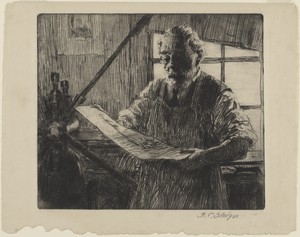 Peter Platt by Dwight Case Sturges, created c. 1917, in Drypoint on paper. Download this artwork as a high-resolution wallpaper for desktop, tablet, or mobile. — Dwight Case Sturges Wallpaper